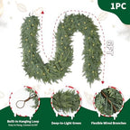 6FT Real Touch Christmas Cedar Garland with Lights, Extra Full Greenery Garland with 840 Cypress Pine, Artificial Green Garland for Mantle Fireplace Table Stairs Door Porch, Indoor Outdoor Decor - Image 2