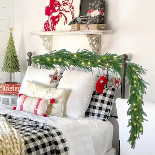 Hananona 2Pcs 6FT Christmas Garlands, Real Touch Norfolk Pine Garland - Image 6