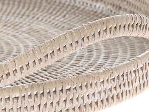 KOUBOO La Jolla Rattan Serving Tray with Handles, White, Ottoman Tray - Image 3