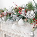 34PCS Silver/White Christmas Ball Ornaments Set for Tree Decor - Image 6