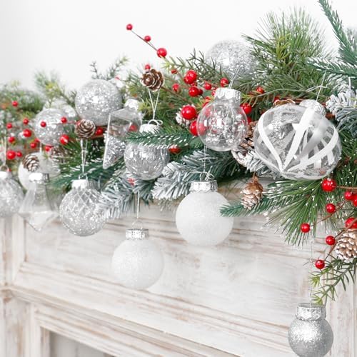 34PCS Silver/White Christmas Ball Ornaments Set for Tree Decor - Image 6