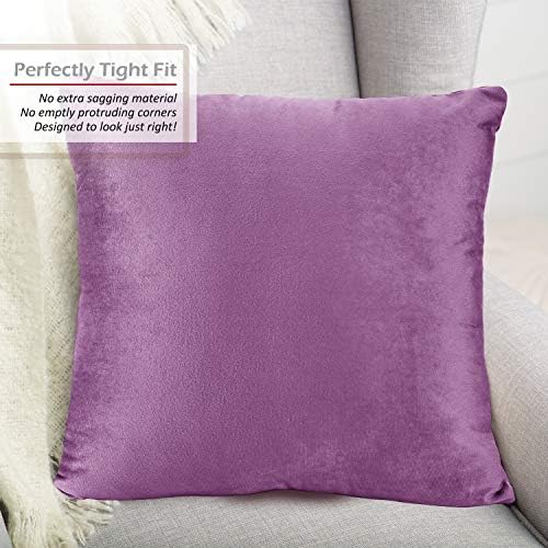 Nestl Throw Pillow Covers, Cozy Velvet Decorative Pillow Cases 24 x 24 Inches, Soft Solid Couch Pillow Covers for Sofa, Bed and Car, Set of 4 - Lavender Dream - Image 4