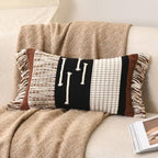 Black Boho Lumbar Throw Pillow Cover 12x20 - Image 2