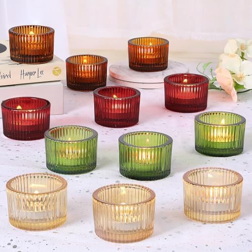 24 Pack Tealight Candle Holders, Multicolor Votive Tea Light Candle Holder by LOVELIGHTLOVELIFE