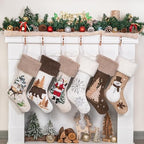 LUBOT 6 Pack Christmas Stockings 20" Set of 6 3D Towel Embroidery Sequin Mix Large Family Xmas Stocking Set Gifts Rustic Farmhouse Stocking Fireplace Hanging Holiday Decor - Image 2