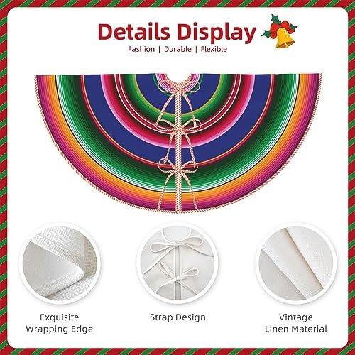 Christmas Tree Skirt 48 Inch, Serape Stripes Mexican Bold Colors - Image 6