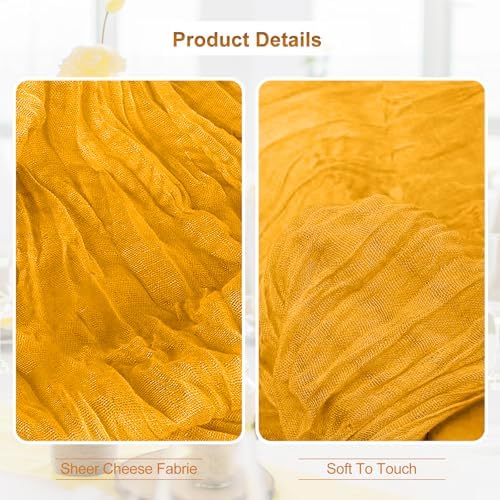 6 Pack Gold Cheesecloth Table Runner 35x120 Inch 10Ft Rustic Gauze Cheese Cloth Table Runner Sheer Cheesecloth Table Runners for Wedding Party Bridal Shower Decoration - Image 3