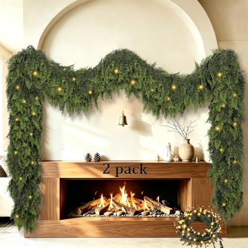 Thewe 2Pcs 9Ft Christmas Cedar Garland with Lights by Unknown