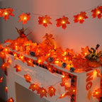 YEGUO 6 PCS Thanksgiving Decorations for Home, Fall Lights Battery Operated, Total 60ft 120 LED Lighted Fall Garland Maple Leaves for Halloween Holiday Autumn Harvest Fall Thanksgiving Decor by YEGUO