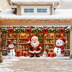7x16FT Christmas Santa Claus Snowman Garage Door Cover Decorations Merry Christmas Garage Door Banner for Outdoor Indoor Christmas Decorations Party Photography Backdrop - Image 4