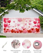 Valentine's Day Garage Door Banner Cover 7 x 8 ft, Romantic Red and Pink Hearts Valentine Garage Door Decorations Pink Backdrop Decor for Party Holiday Anniversary - Image 2