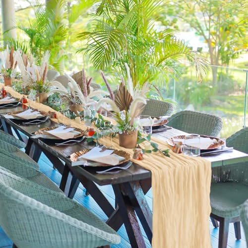 24 Pack Beige 10Ft Cheesecloth Table Runner - Image 6