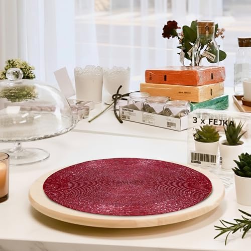 Lightnpro Handmade Beaded Placemats Set of 4 – 13 Inch Round Maroon Charger Mats | Handcrafted Artisan Table Accessories, Elegant Decorative Dining Table Décor for Holidays & Celebrations - Image 6