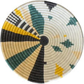 Handwoven African Basket Bowl for Fruits Home Decor (yellow abstract, 8in diameter) by ZenDesignsArtsCrafts
