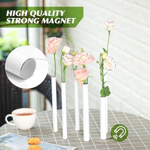 Magnetic Bud Vases Set of 6, White Aluminum Vases for Centerpieces - Image 3