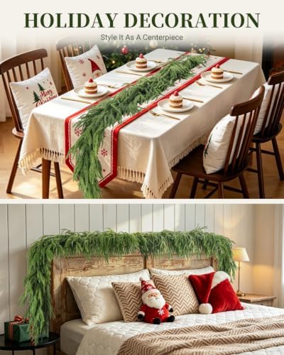 6 FT Norfolk Pine Garland, Real Touch Christmas Greenery Decor - Image 6