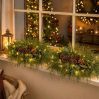 Yalikop 2 Pcs 24.5 Inch Christmas Swags with Light, Pine Cone by Yalikop