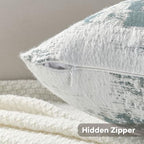 FUTEI Pack of 2 Faux Cashmere Throw Pillow Covers 24x24 Inch, Teal White - Image 3