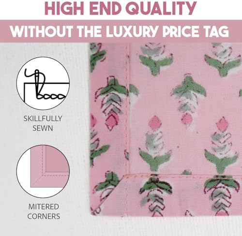 Cotton Print Dinner Napkins 18x18 inches - Washable Cloth Napkins Set of 6 - Everyday Use or Dinner Party and Events - Pink Block Printed Soft Fabric by Craftbot - Image 3