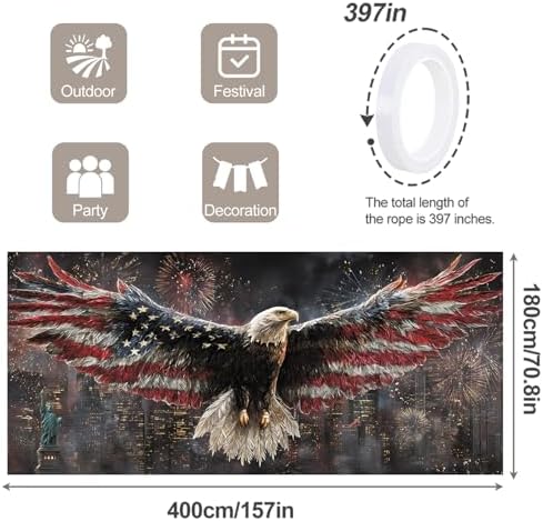 6 * 13FT Eagle flag Garage Door Cover Decorations Independence Day Garage Door Banner for Outdoor Indoor Patriot Party Photography Backdrop - Image 4