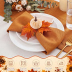 Preboun Fall Thanksgiving Cloth Napkins Set of 40 with Pumpkin Napkin Rings - Image 4