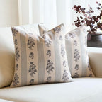 Amor Virisso Floral Throw Pillow Covers 24x24 Set of 2 Block Print Pillow Covers Neutral Floral Striped Farmhouse Decorative Pillow Covers for Sofa Couch Bed, Light Blue by AffordableFloralPrintMaker