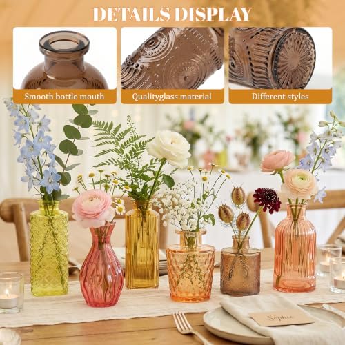30 Pcs Amber Glass Bud Vases Bulk, Vintage Small Flower Vase Set - Image 3