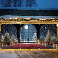 Christmas Night Window Scene Garage Door Banner – Festive Indoor View with Moonlight, Trees & Gifts for Holiday Outdoor Decor by THISFIND