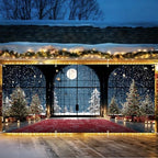 Christmas Night Window Scene Garage Door Banner – Festive Indoor View with Moonlight, Trees & Gifts for Holiday Outdoor Decor by THISFIND