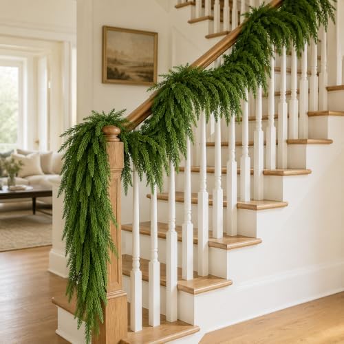Norfolk Pine Garland, 4 Pack 6 FT Christmas Greenery - Image 5