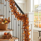 6 Ft Fall Garland for Mantle, Sunflower Autumn Garland with Maple Leaves - Image 6