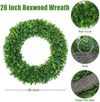 26Inch Green Boxwood Wreaths for Front Door Realistic All Season Eucalyptus - Image 3