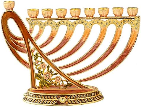 Matashi Hand Painted Enamel Menorah Candelabra Modern Design - Image 4
