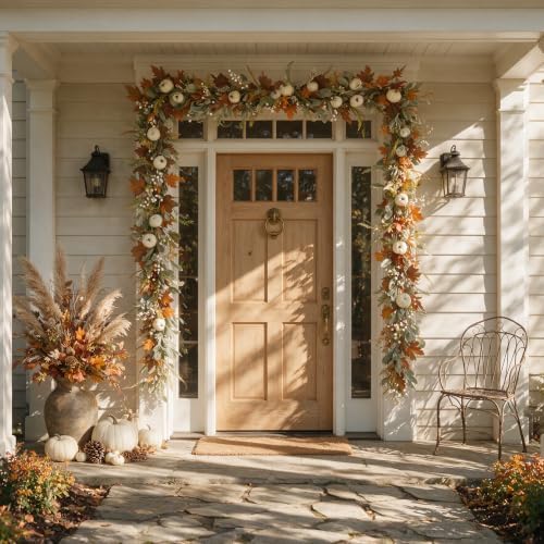 Fall Garland with Lights for Mantel, 6FT Realistic Fall Decor - Image 7