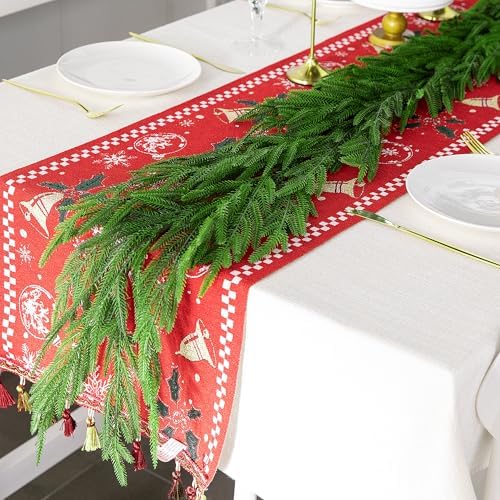 4 Pcs Christmas Norfolk Pine Garland, 6 Ft Dense Norfolk Pine Garland, Artificial Pines Greenery Garlands for Christmas Holiday Mantle Fireplace Table Home Decor - Image 5