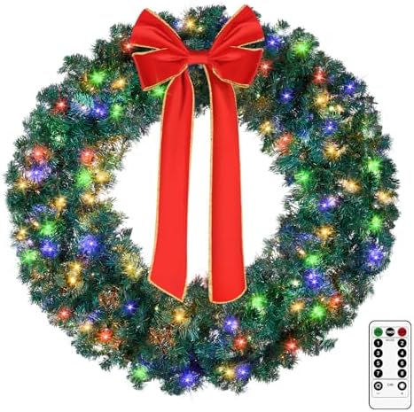 VINGLI 48 Inch Christmas Wreath Dual Color Fence, Party Decor, Plug-in LED - Image 2