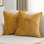 FUTEI Pack of 2 Chenille Soft Throw Pillow Covers 22x22 Inch, Tobacco by FUTEI