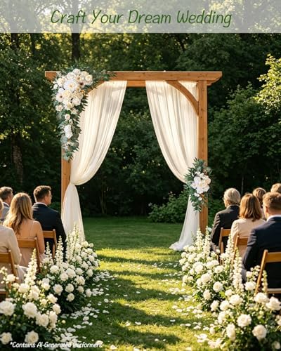 40 inch 2 Pack Faux Wedding Arch Flowers, Ivory White Floral Swag - Image 5