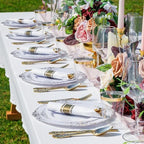 Nervure 175Pcs Gold Plastic Plates, Disposable Dinnerware Set for 25 Guests - Image 5