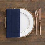 Solino Home 100% Linen Napkins Navy, Classic Hemstitch 20 x 20 in, Set of 4 - Image 2