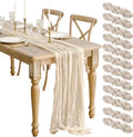 12 Pcs Beige Cheesecloth Table Runner 13ft Boho Gauze Cheesecloth Table Runner 160 inch Long for Christmas Wedding Bridal Baby Shower Birthday Table Decorations by WJWHQ