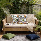 Alysheer Floral Embroidered Throw Pillow Cover 18"x18", 2pcs Orange Blue - Image 3
