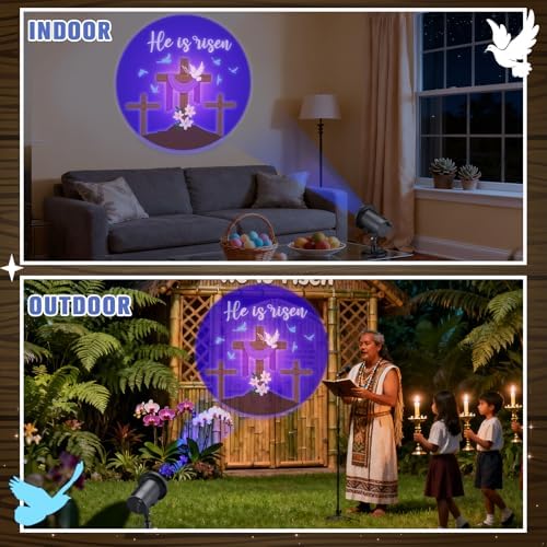 Rossesay Easter He is Risen Outdoor Projector Christian Themed Holy Week Scene Vivid Holiday Projector Decorations for Garage Yard Garden Porch Door Wall Decor Party Gifts - Image 4