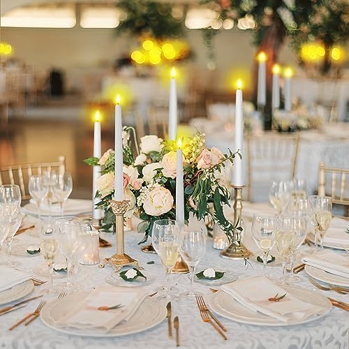 Homemory 11 inches White LED Taper Candles, 24 Pcs Flameless Taper Candles with Remote Timer Dimmer, Plastic Battery Operated Candlesticks with Flickering Flame for Halloween Christmas Wedding Party - Image 2
