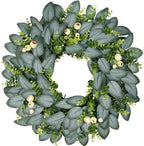23 Inch Artificial Eucalyptus Wreaths for Front Door, Spring Boxwood Door Wreath with Berries, Summer Green Wreath for Wall Window Porch Farmhouse Wedding Decor All Year Round Indoor Outdoor by petalyn