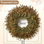 Waipfaru 2 Pcs 26'' Fall Boxwood Wreath for Front Door Decor, Orange - Image 3