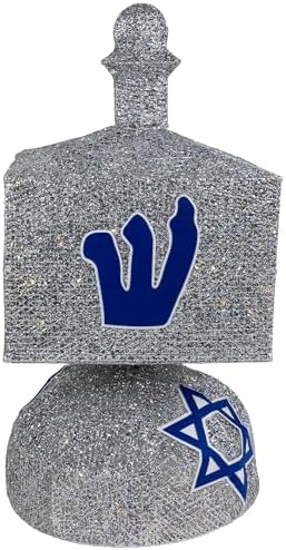 LED Lighted Hanukkah Dreidel Outdoor Decoration - 37" - Clear Lights - Silver - Image 6