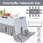 Fanqisi Ruffle Table Cloth Gray Ruffle Tablecloth - 80 x 120 Inch Polyester Tablecloths Rectangle Table Cover for Birthday Wedding Picnic Christmas Party Decoration - Image 2
