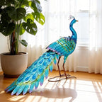 31" L Metal Peacock Garden Statue,Handcrafted Outdoor Yard Art - Image 2