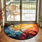 Abstract Leaf Door Mat for Outdoor Indoor Welcome Mat Half Round Doormat Entryway Rug 24" x 36" Door Mats for Home - Image 5